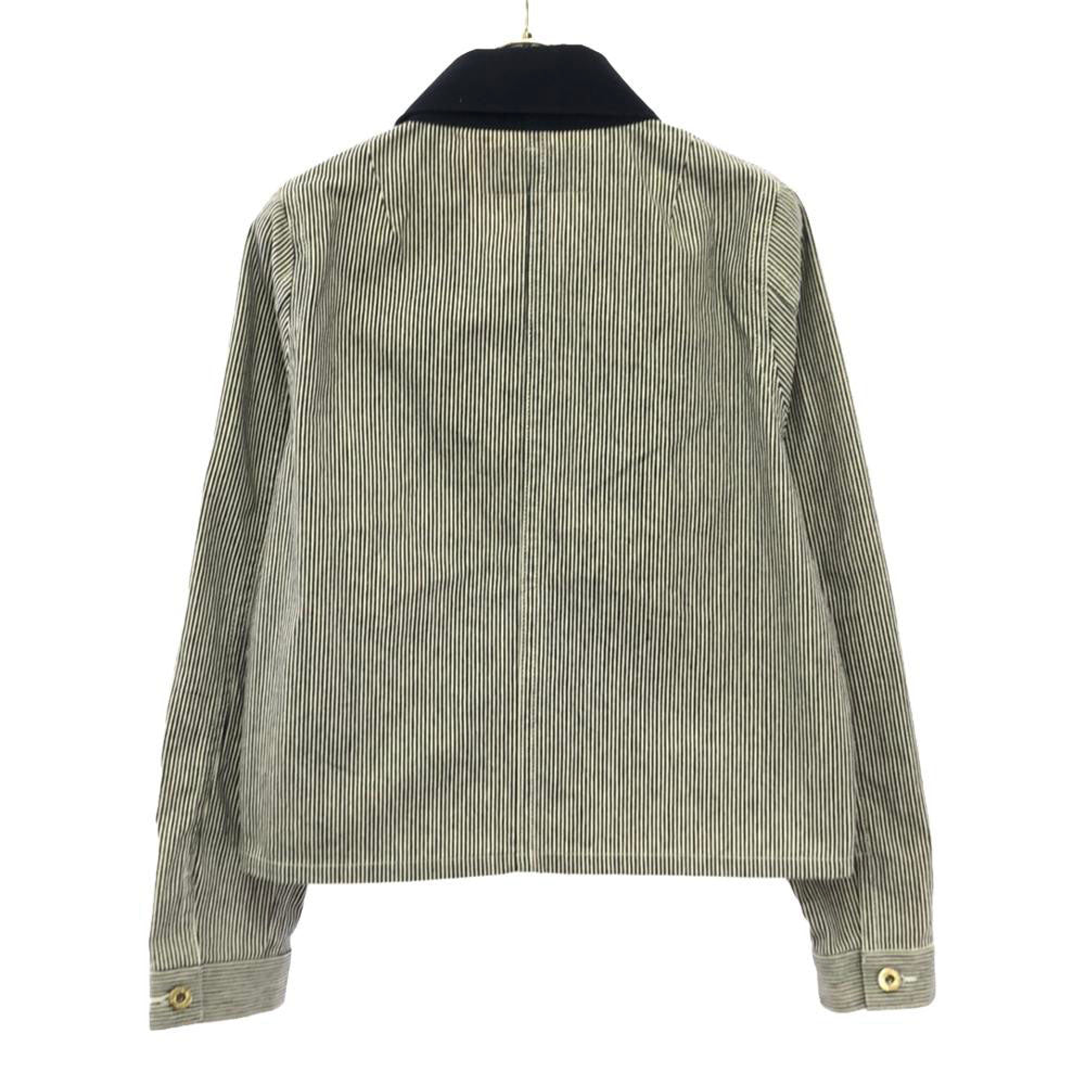 UNIVERSAL OVERALL ユニバーサルオーバーオール ヒッコリーストライプ カバーオール M ネイビー×ホワイト レディース