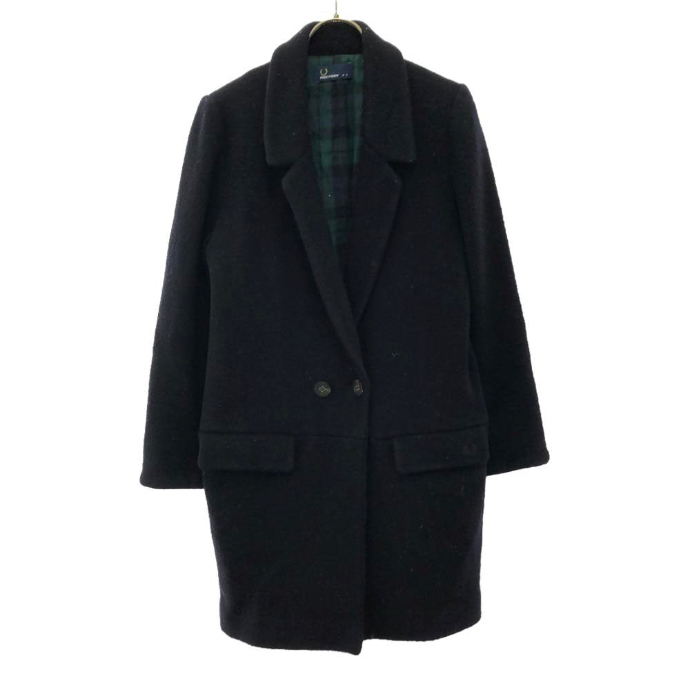 FRED PERRY フレッドペリー ウール チェスターコート 8 ネイビー レディース