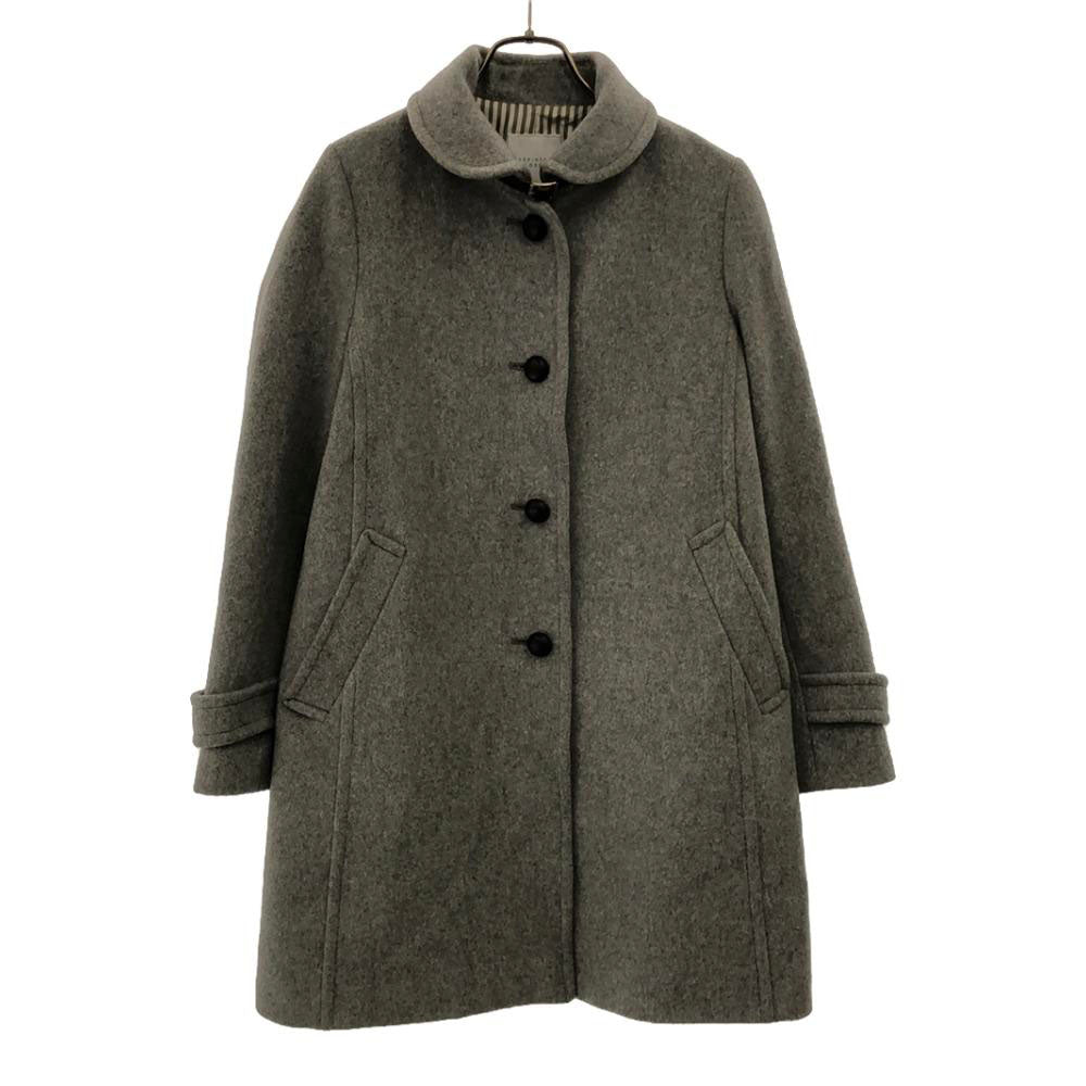 MACKINTOSH PHILOSOPHY マッキントッシュフィロソフィー ウールブレンド 三陽商会 コート 38 グレー ネックベルト 丸襟 レディース