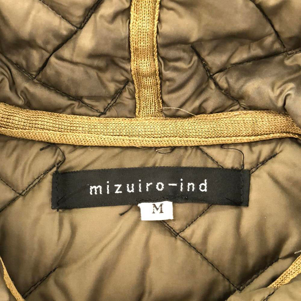mizuiro ind ミズイロインド フーデッド キルティングコート M カーキグリーン レディース