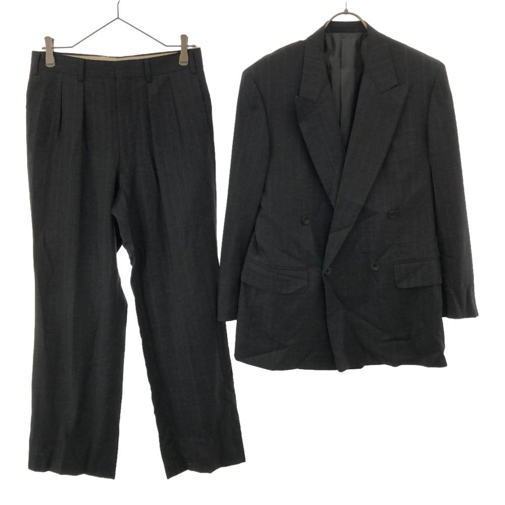 Burberrys バーバリーズ 90s 三陽商会 日本製 ウール オールド ストライプ柄 スーツ 上下 セットアップ A4 90-78-165 チャコールグレー ダブル仕上げ メンズ