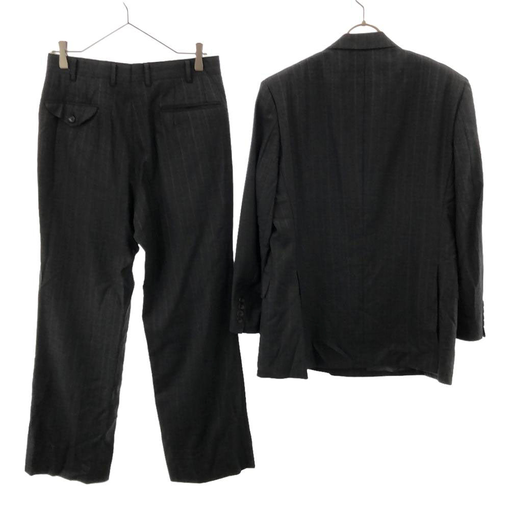 Burberrys バーバリーズ 90s 三陽商会 日本製 ウール オールド ストライプ柄 スーツ 上下 セットアップ A4 90-78-165 チャコールグレー ダブル仕上げ メンズ