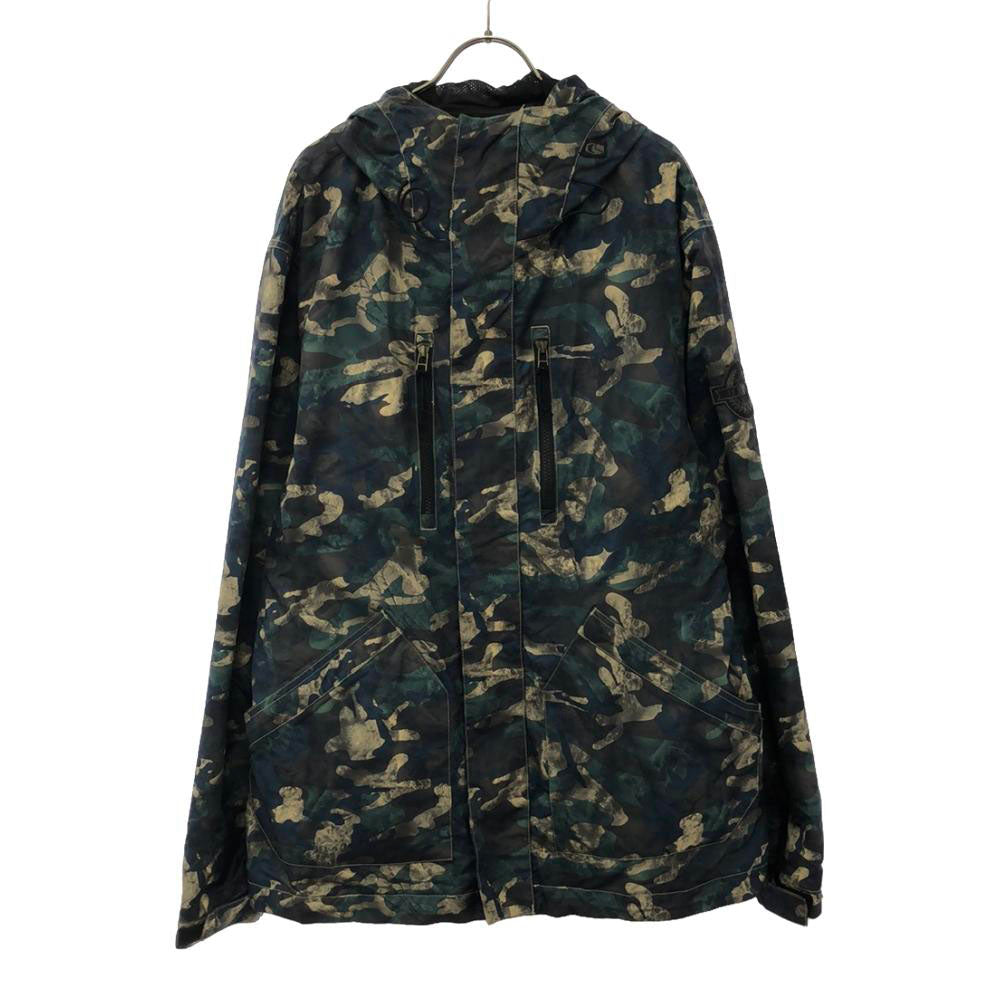 ボンファイア スノーボード 総柄 ワッペン ジャケット L グリーン系 裏メッシュ メンズ