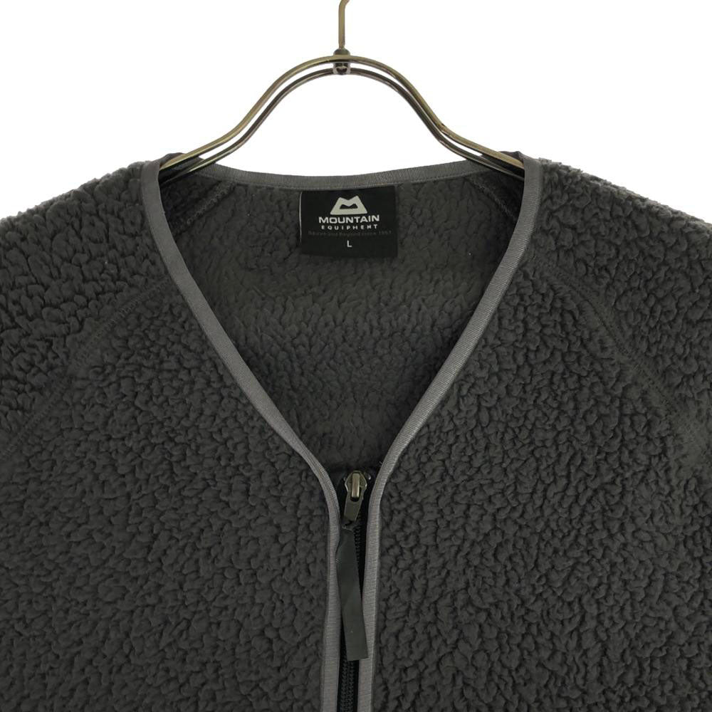 MOUNTAIN EQUIPMENT マウンテンイクイップメント ロゴワッペン ノーカラー Vネック ボアジャケット L グレー POLPRTEC メンズ