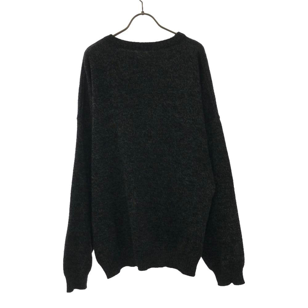 N.A.P 80s 90s オールド ワッペン 幾何学柄 長袖 ニット 56/58 ブラック系 セーター メンズ