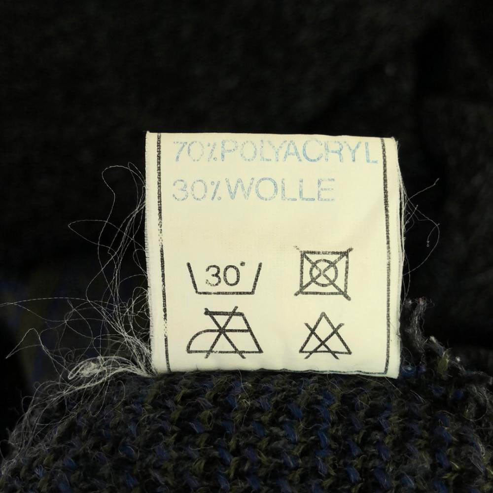 N.A.P 80s 90s オールド ワッペン 幾何学柄 長袖 ニット 56/58 ブラック系 セーター メンズ