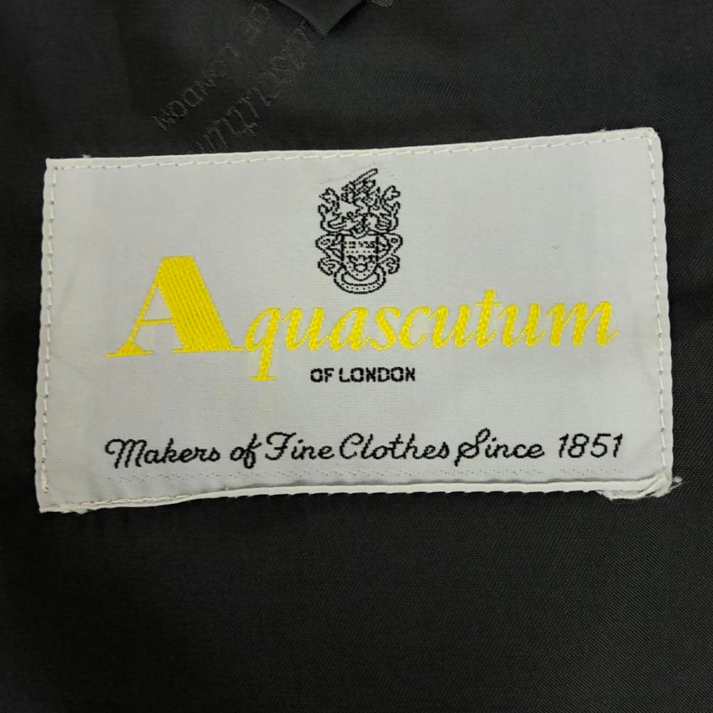 Aquascutum アクアスキュータム 日本製 ウール100% オールド テーラードジャケット 98-86-180 98A7 グレー系 サイドベンツ メンズ