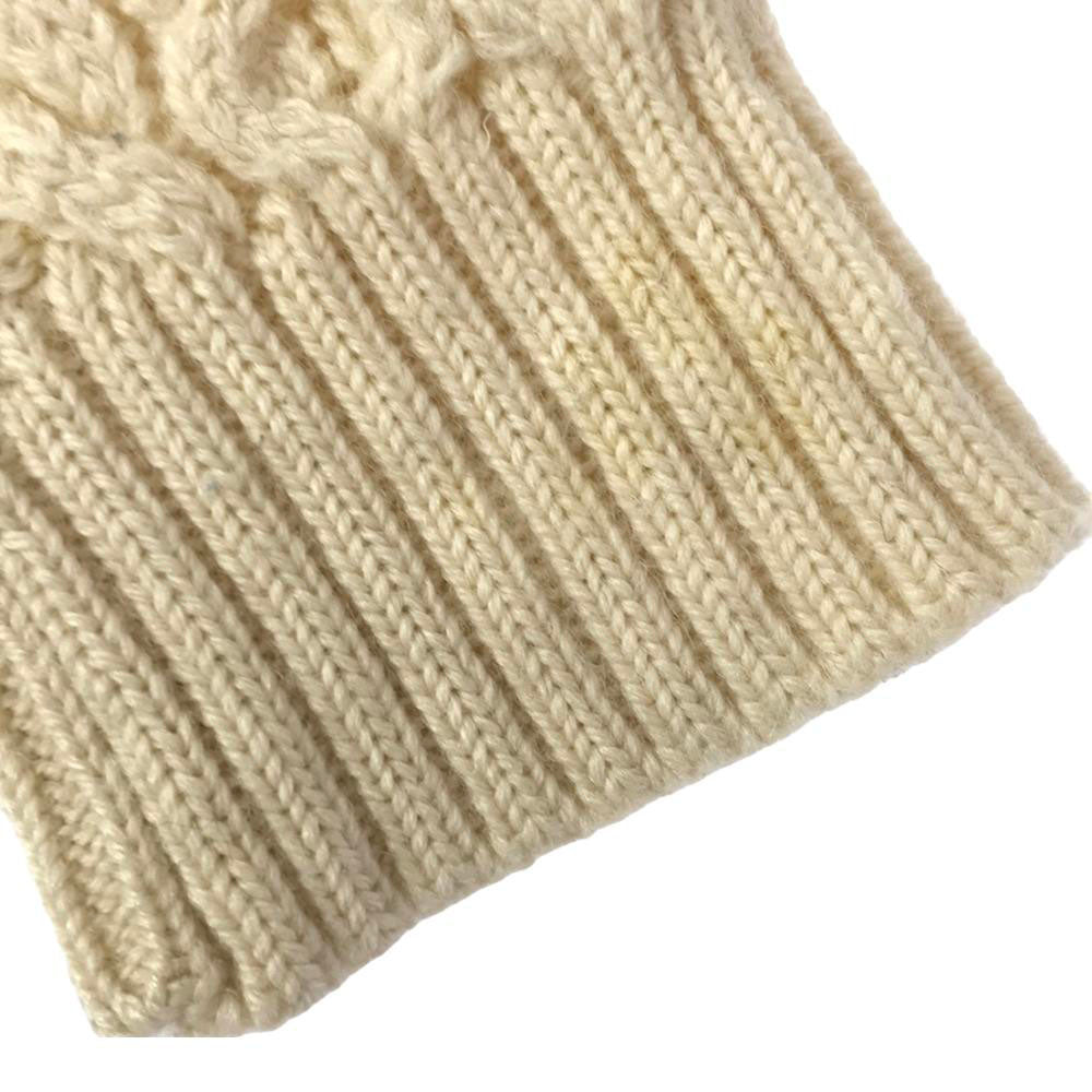 オールドダービー イギリス製 ウール 長袖 セーター _ ホワイト ケーブル編み ニット メンズ