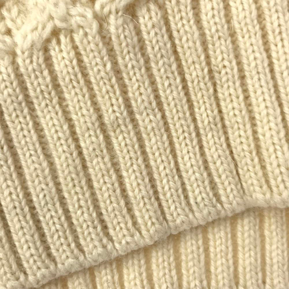 オールドダービー イギリス製 ウール 長袖 セーター _ ホワイト ケーブル編み ニット メンズ