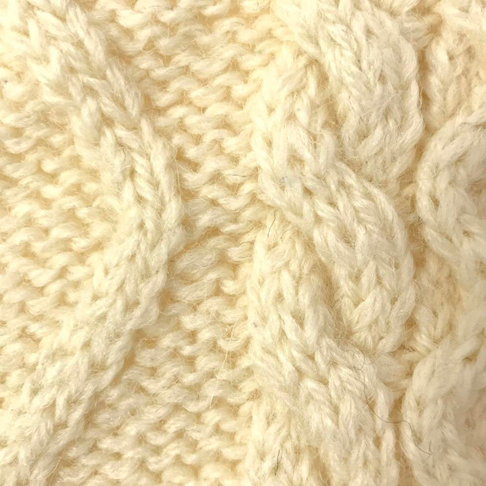 オールドダービー イギリス製 ウール 長袖 セーター _ ホワイト ケーブル編み ニット メンズ