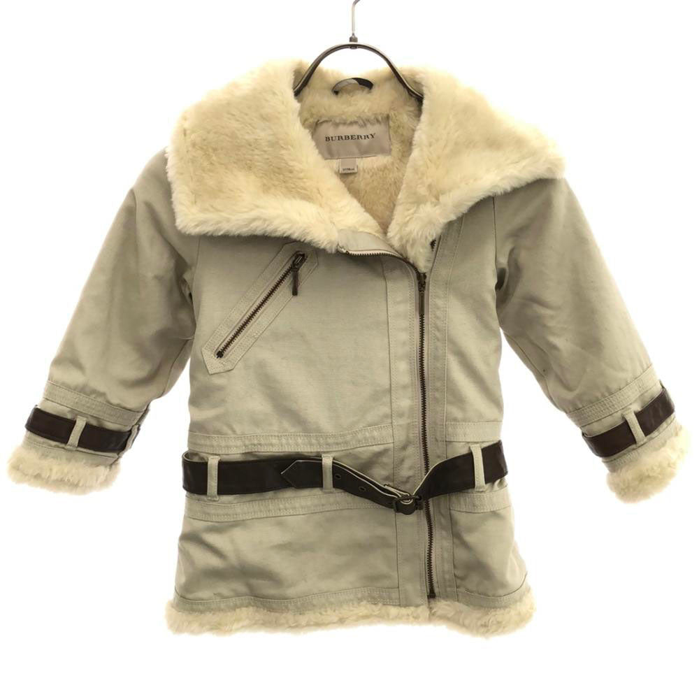 BURBERRY バーバリー ジップ コート 3Y/98cm ベージュ フェイクファー裏地付き キッズ