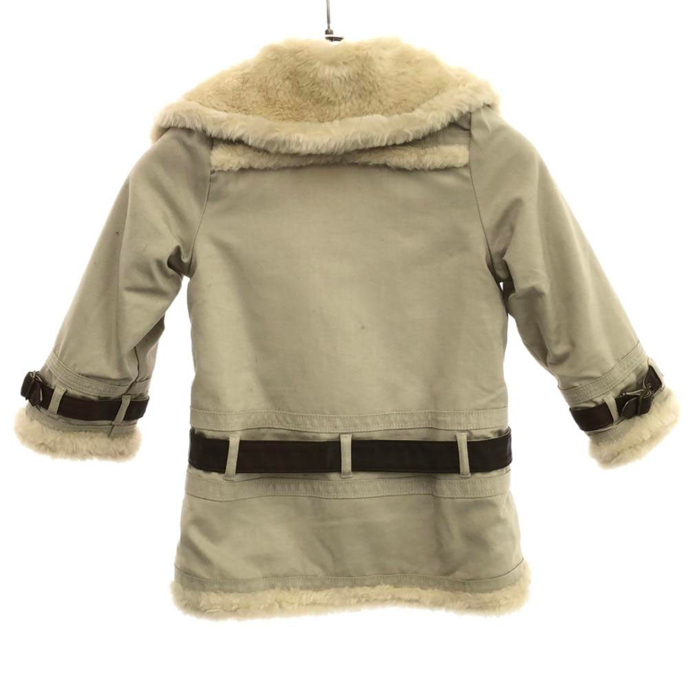 BURBERRY バーバリー ジップ コート 3Y/98cm ベージュ フェイクファー裏地付き キッズ