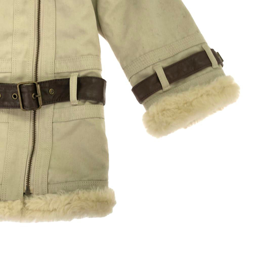 BURBERRY バーバリー ジップ コート 3Y/98cm ベージュ フェイクファー裏地付き キッズ