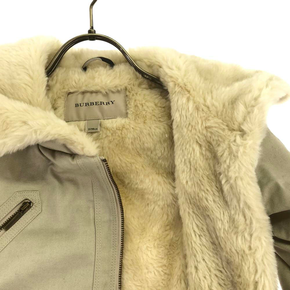 BURBERRY バーバリー ジップ コート 3Y/98cm ベージュ フェイクファー裏地付き キッズ
