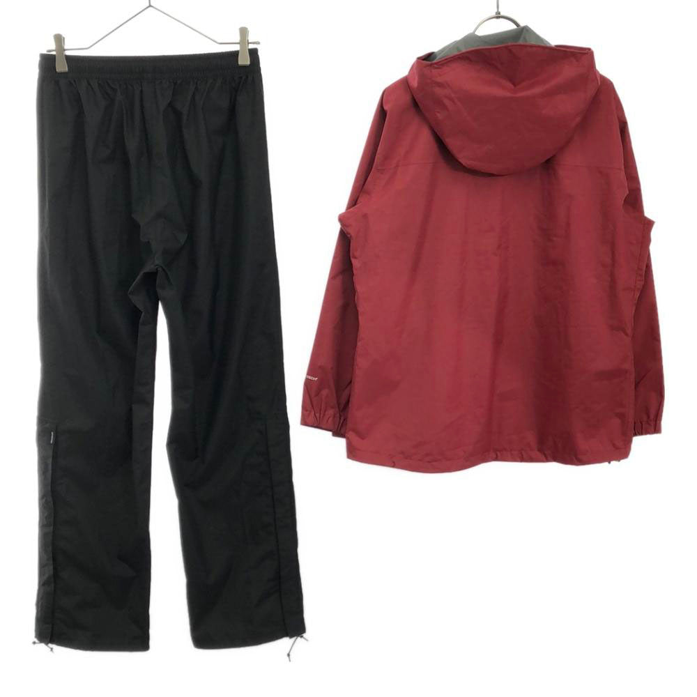 オンヨネ ロゴ刺繍 フード付き スポーツジャケット 上下 セットアップ L レッド系×ブラック 裾マジックテープ レディース