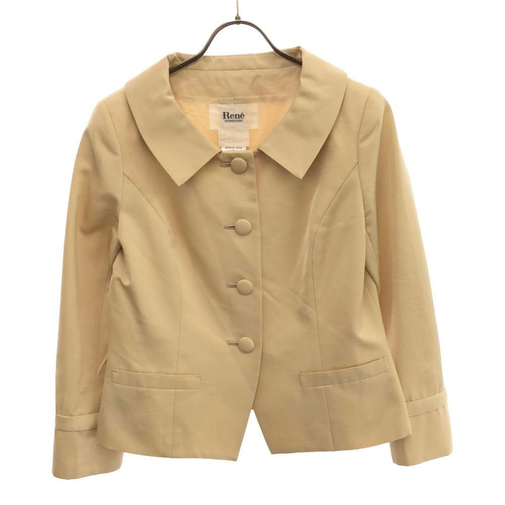 Rene ルネ 日本製 ウール シルクブレンド スカートスーツ 上下 セットアップ 38 ベージュ レディース