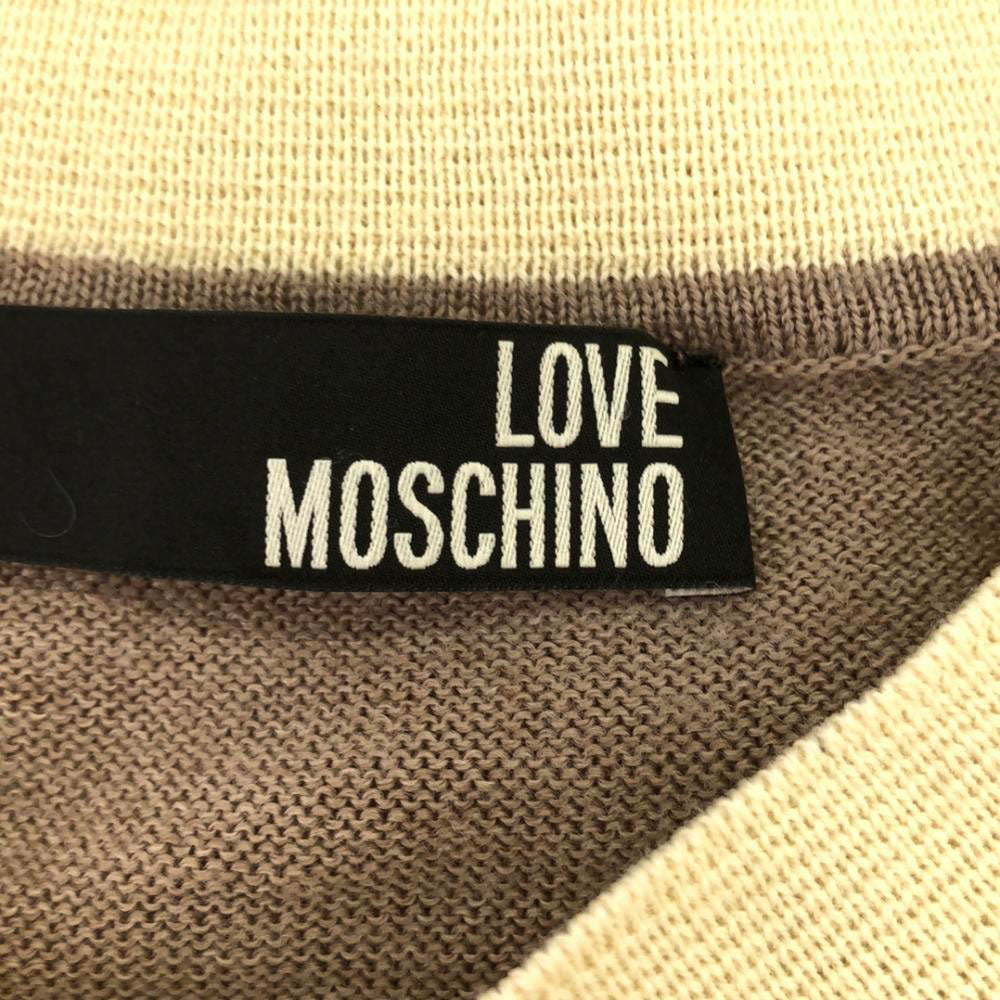 LOVEMOSCHINO ラブモスキーノ ウールブレンド 長袖 ニット 44 ベージュ×ホワイト セーター レディース