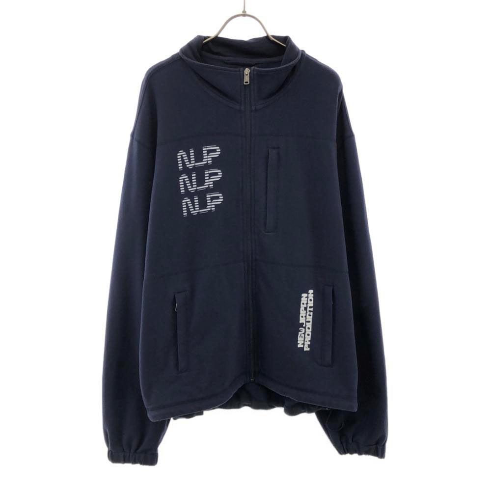 Name. ネーム プリント 長袖 スウェット ジップジャケット L ネイビー バックプリント メンズ
