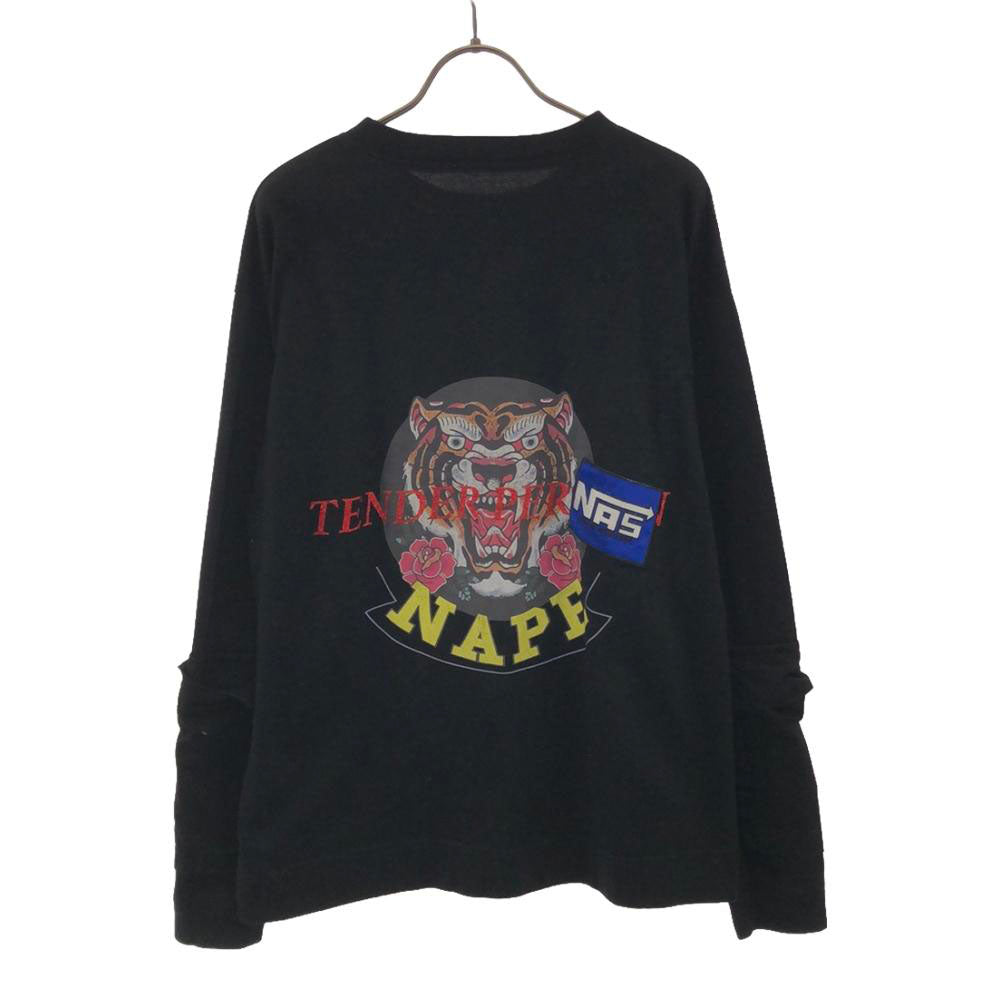 ネイプ 日本製 KAWANO TENDERPERSON ロゴプリント 長袖 Tシャツ 2 ブラック ロンT バックプリント メンズ