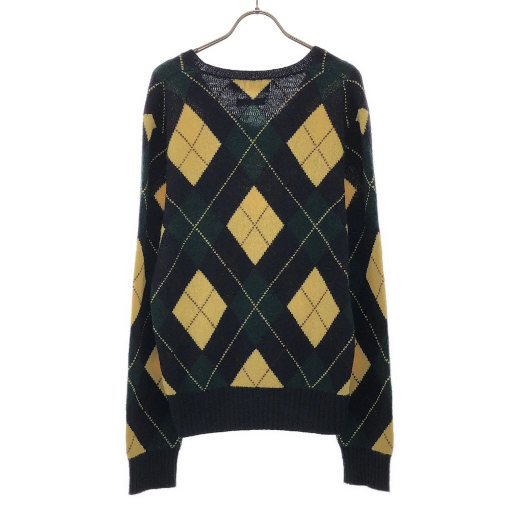 ポロバイラルフローレン 90s ウールブレンド オールド アーガイル柄 長袖 Vネック ニット M ネイビー系 Polo by Ralph Lauren セーター レディース