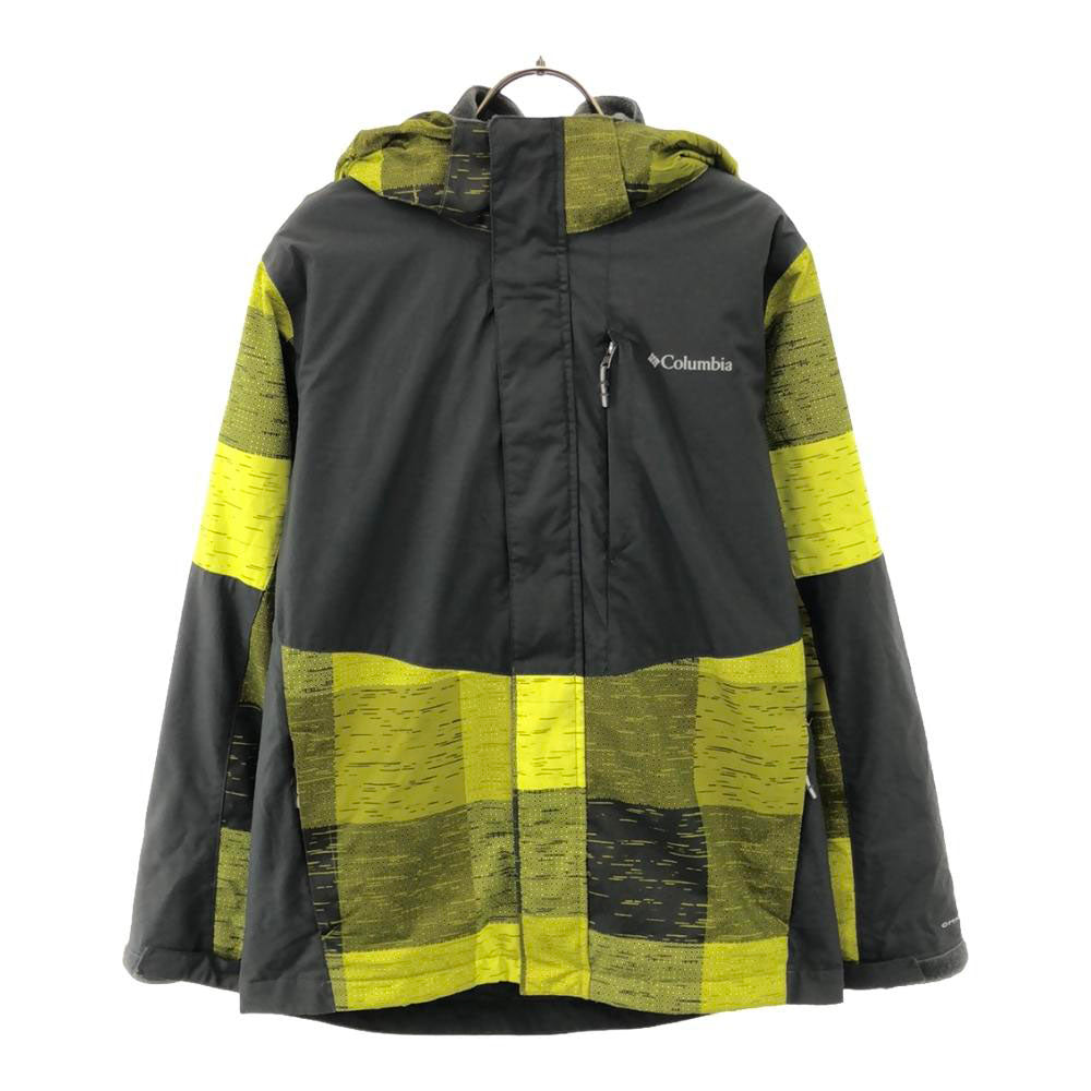 Columbia コロンビア ロゴプリント スキー インターチェンジ オム二テック ジャケット L(14/15) グレー×イエロー インナーフリース 3WAY 防水 アウトドア キッズ