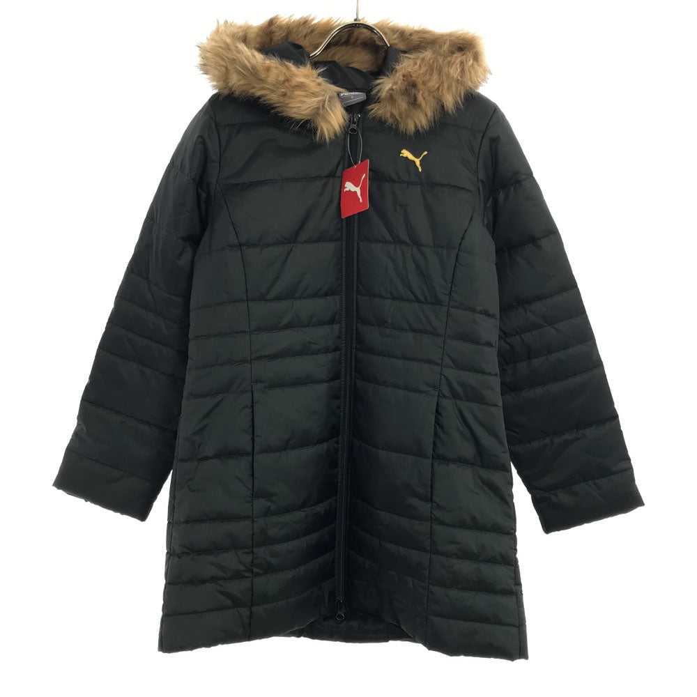 未使用 プーマ ロゴ刺繍 パッデド コート M ブラック PUMA 中綿 スポーツウェア レディース