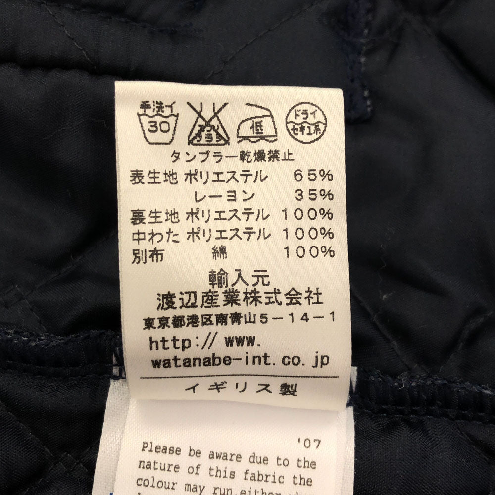 LAVENHAM ラベンハム チェック柄 フード付き キルティングジャケット 36 グリーン×ネイビー メンズ