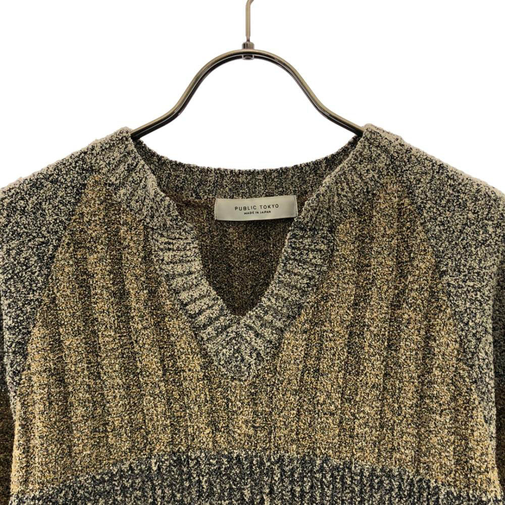 PUBLIC TOKYO パブリック トウキョウ 日本製 長袖 ラメ ニット FREE マスタード×グレーラメ セーター レディース