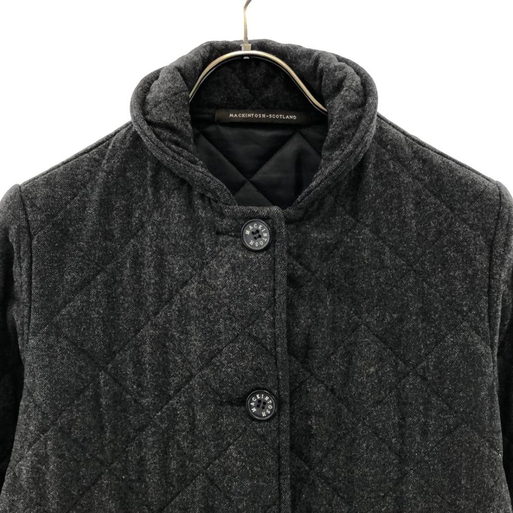 MACKINTOSH SCOTLAND マッキントッシュスコットランド ウール 100% キルティングコート 34 ダークグレー レディース