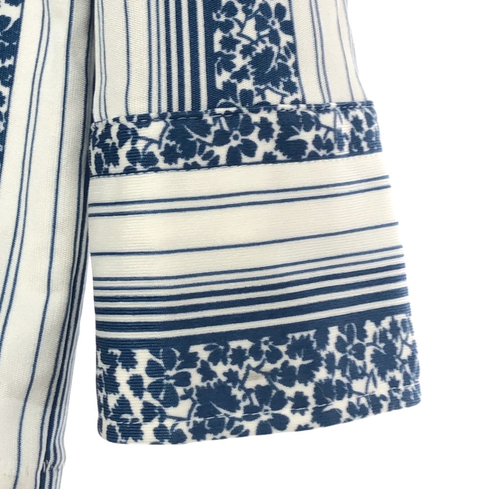 ピール ストライプ 長袖 シャツ M ブルー×ホワイト Peal 花柄 メンズ