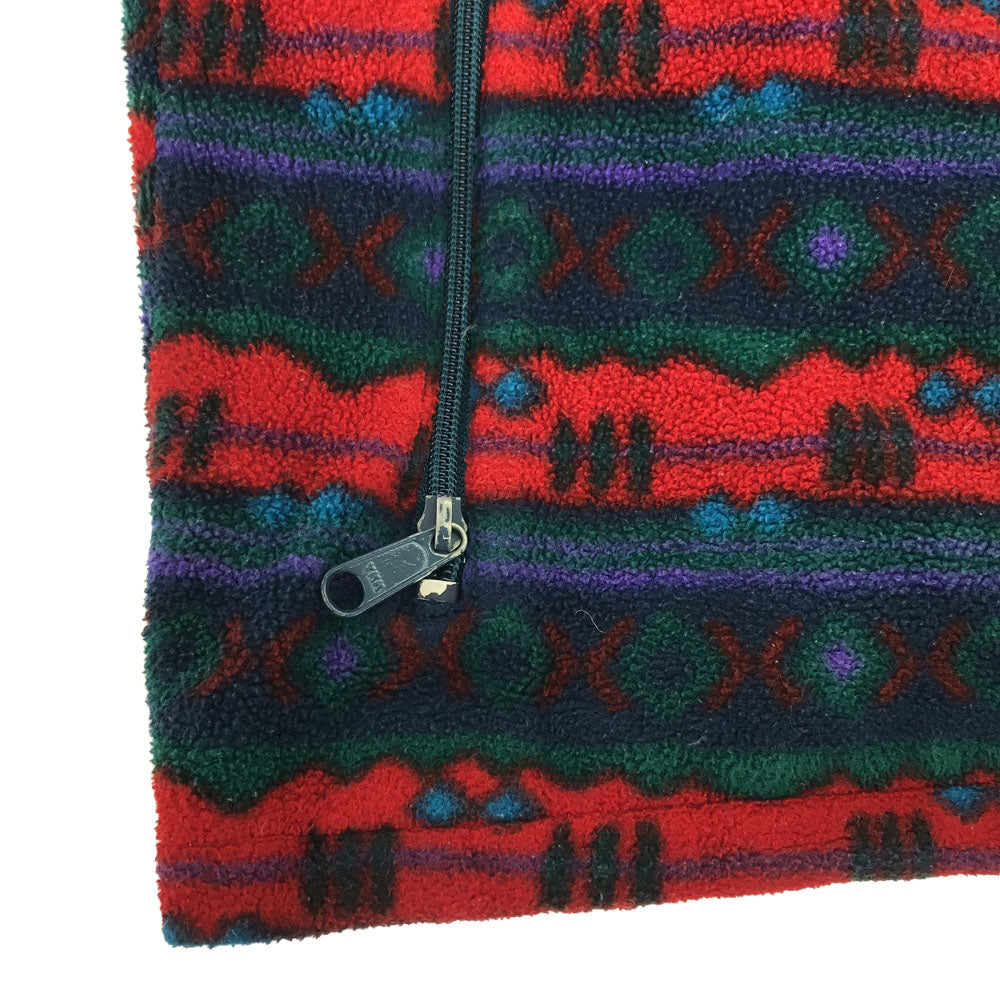 L.L.Bean エルエルビーン 80s ヴィンテージ 総柄 フリースジャケット グリーン×レッド アウトドア メンズ