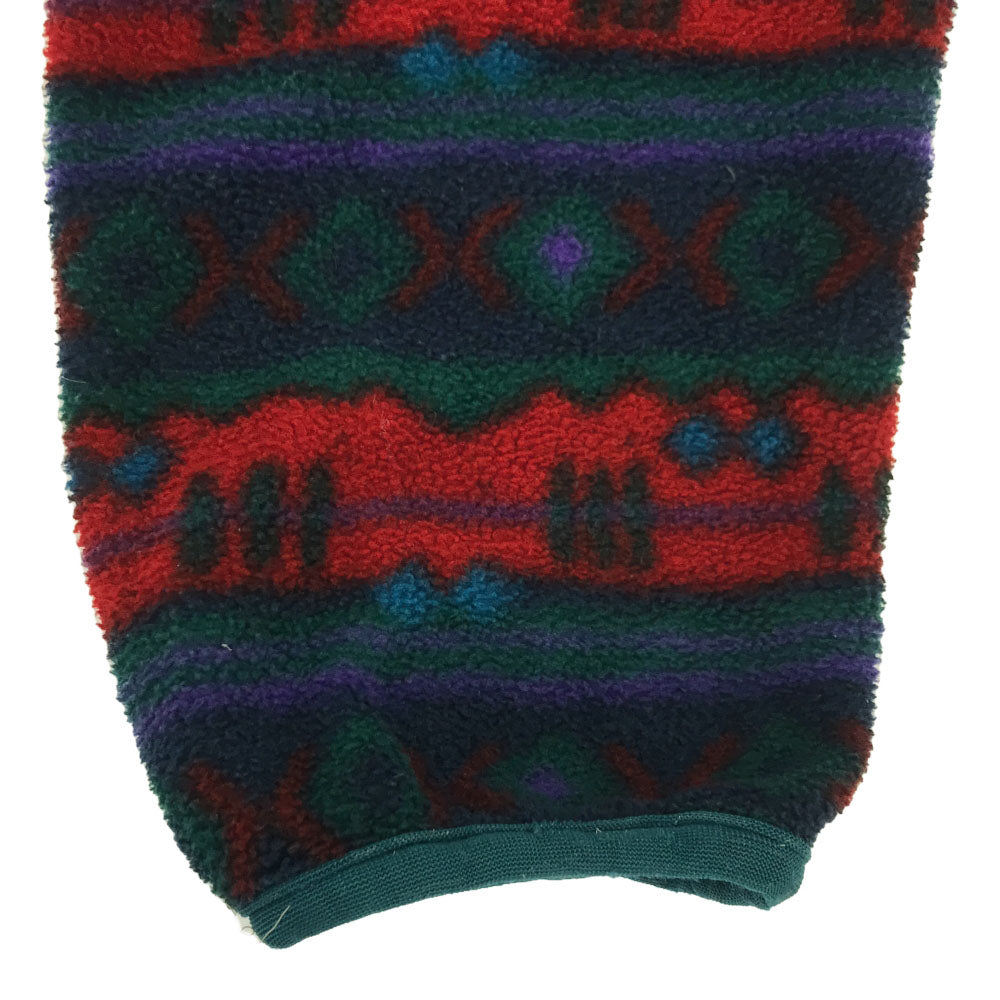 L.L.Bean エルエルビーン 80s ヴィンテージ 総柄 フリースジャケット グリーン×レッド アウトドア メンズ