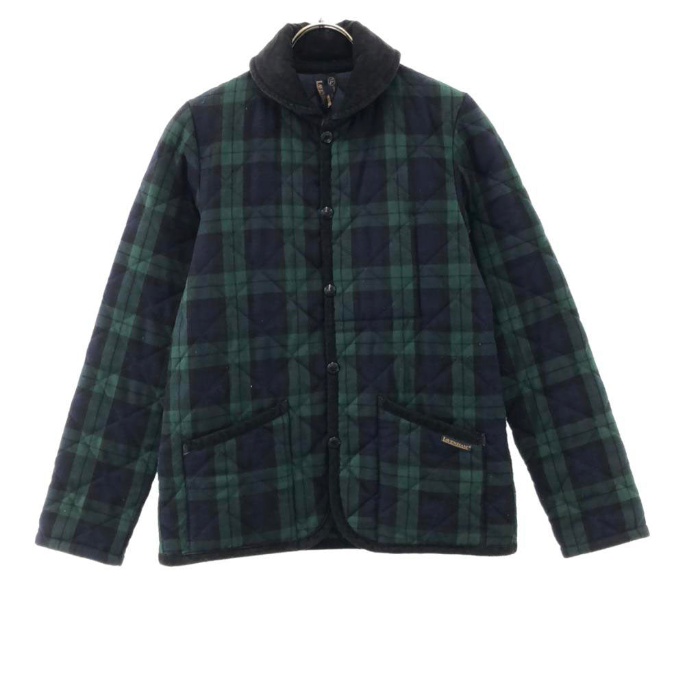 LAVENHAM ラベンハム 英国製 タータンチェック キルティングジャケット 34 グリーン×ネイビー レディース