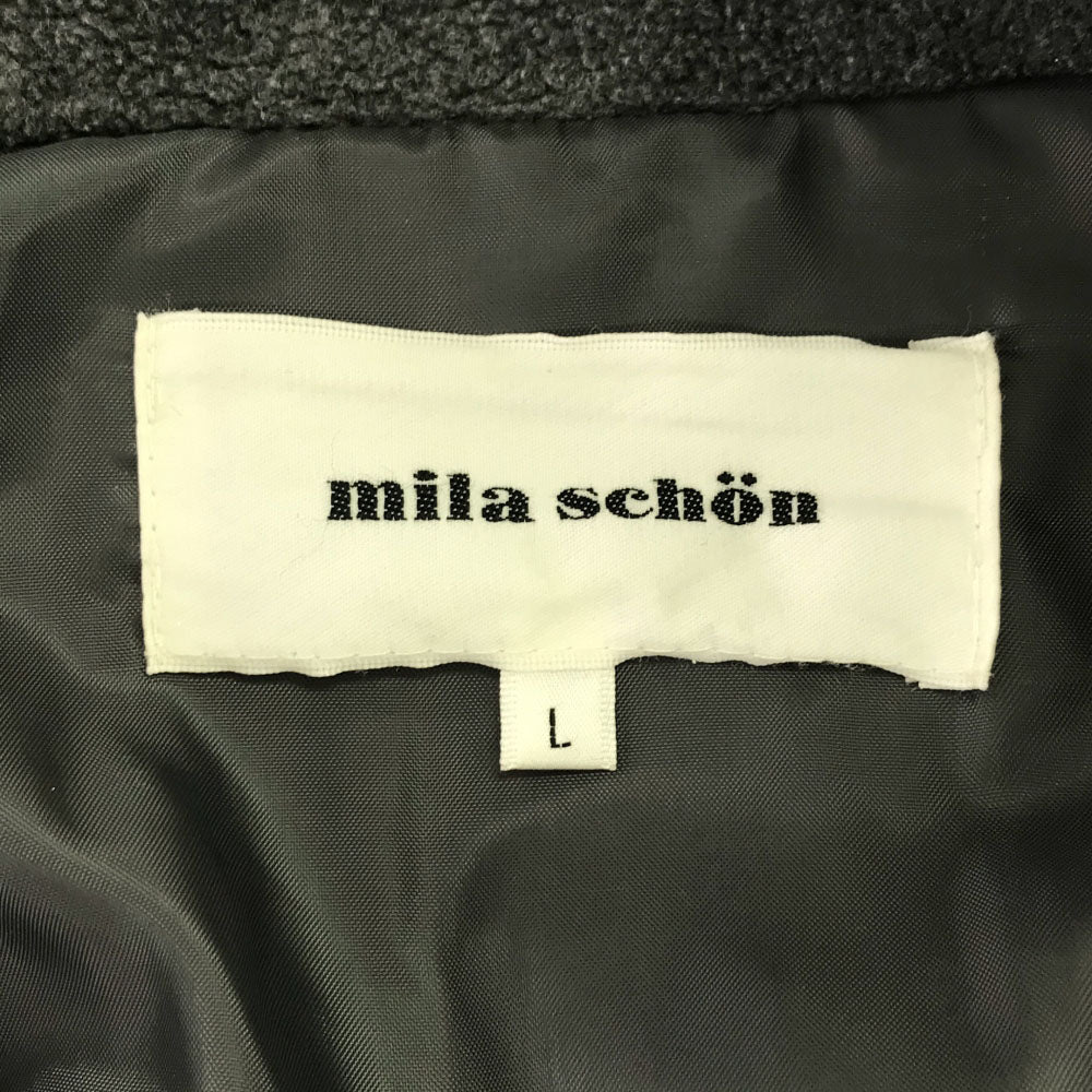 mila schon ミラショーン 90s 日本製 オールド ロゴ刺繍 スタンドカラー フリース コート L グレー メンズ