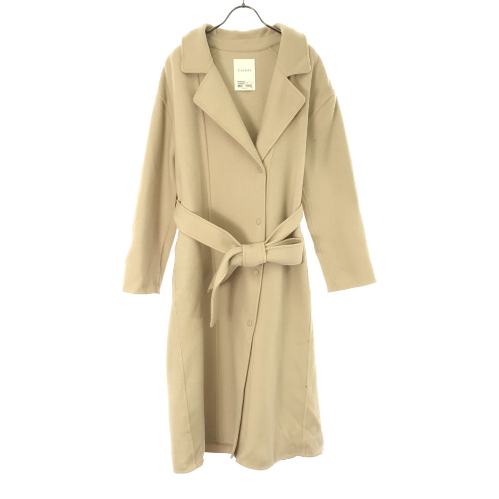ELENDEEK エレンディーク ウールブレンド フーディ ロングコート 1 オフホワイト ウエストベルト レディース