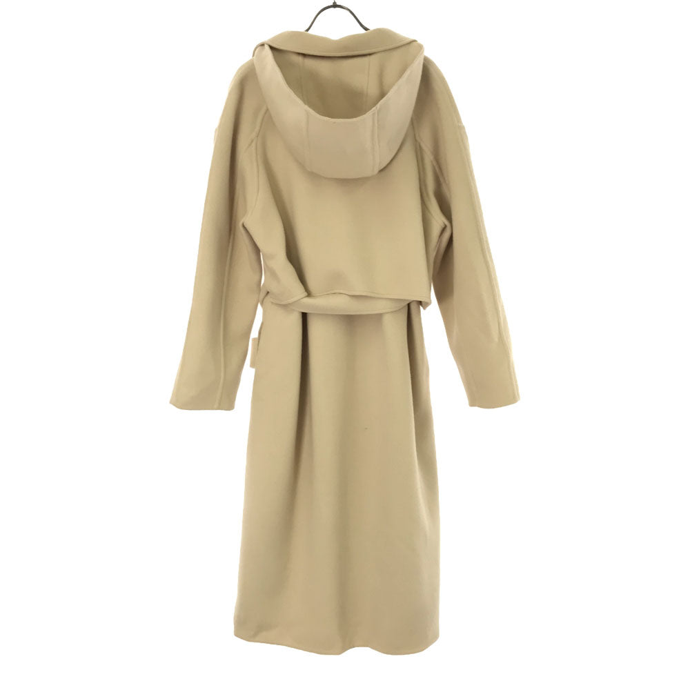 ELENDEEK エレンディーク ウールブレンド フーディ ロングコート 1 オフホワイト ウエストベルト レディース