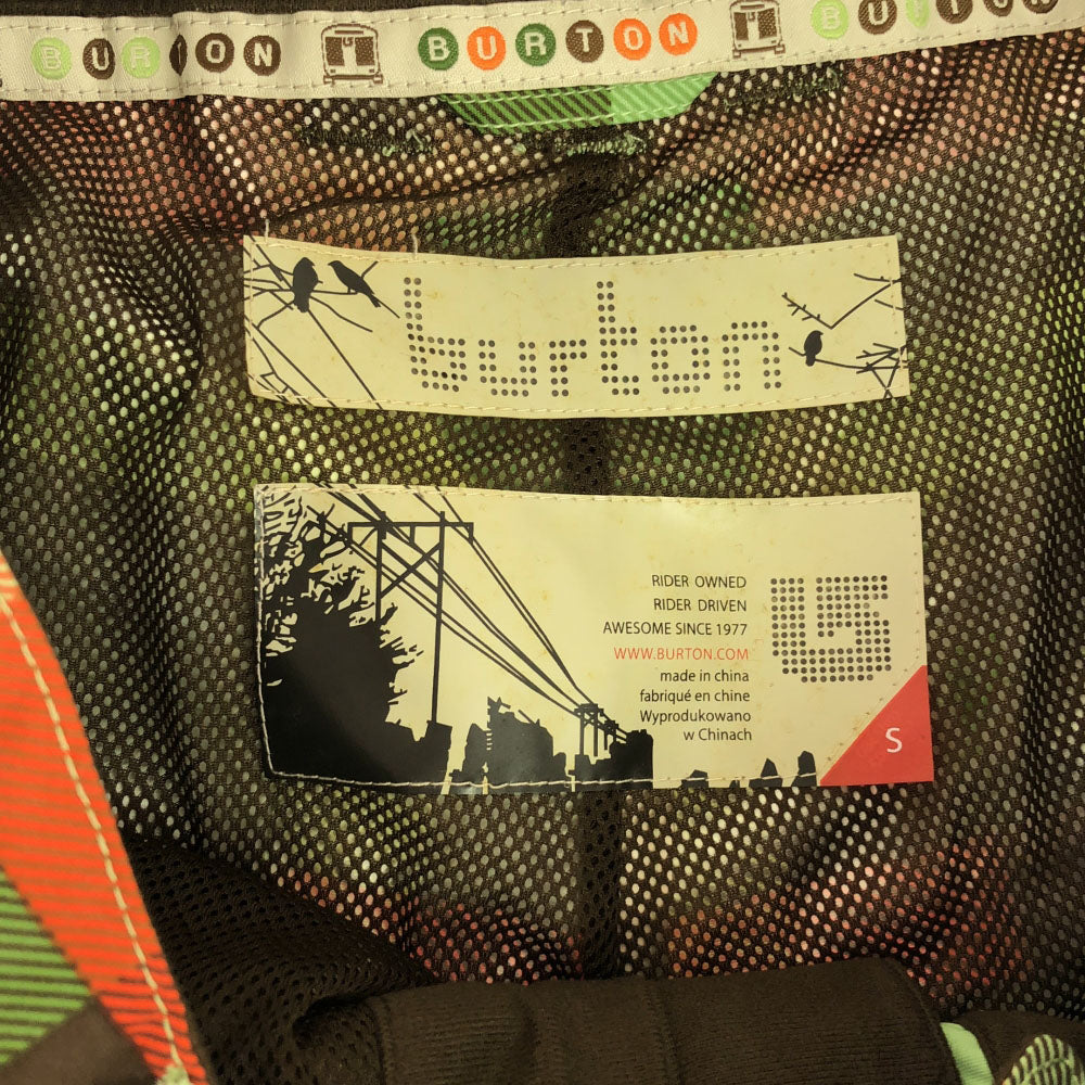 BURTON バートン 刺繍 スノーボード カーゴパンツ S グリーン×オレンジ 裏メッシュ ベンチレーション 裾ファスナー メンズ