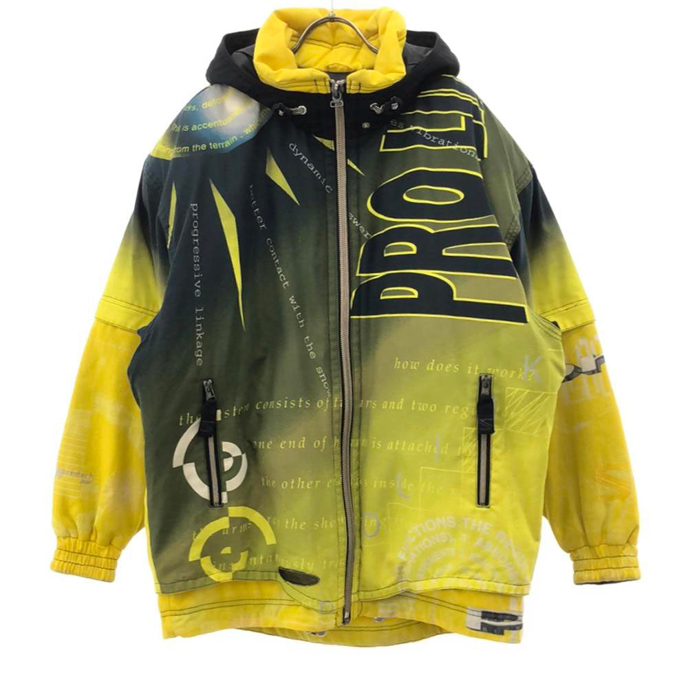 SALOMON サロモン UNISEX 総柄 スノーボード 中綿ジャケット L イエロー系 スノーウェア 裏メッシュ メンズ