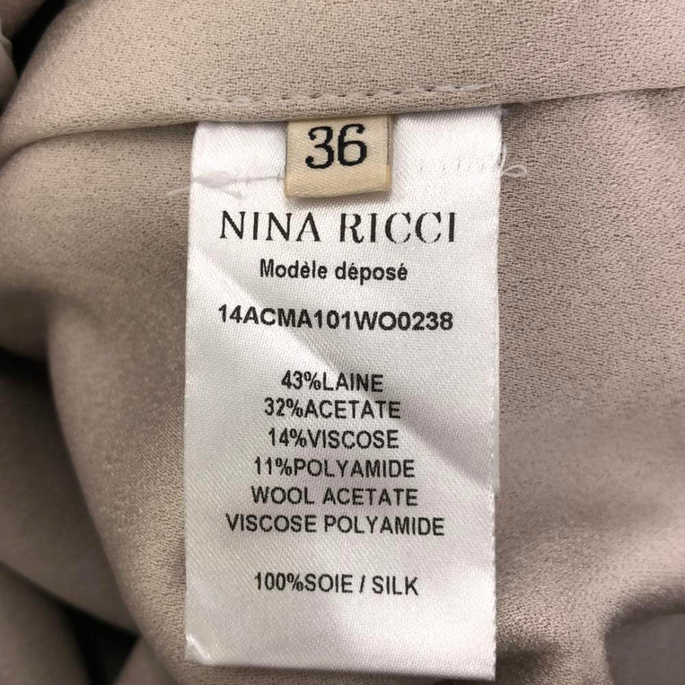 NINA RICCI ニナリッチ ウールブレンド ステンカラーコート 36 ライトグレー ロング レディース