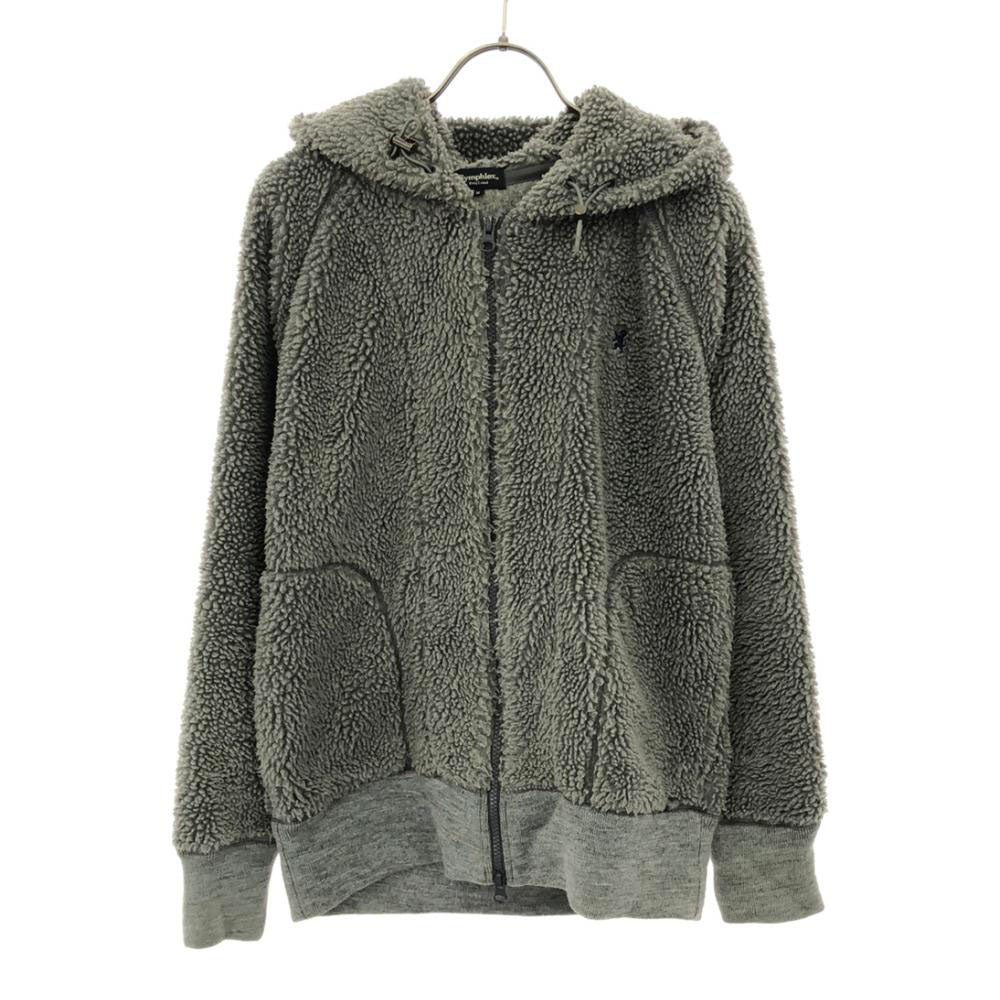 ジムフレックス ロゴ刺繍 フード付き ボア フリースジャケット M グレー GYMPHLEX レディース