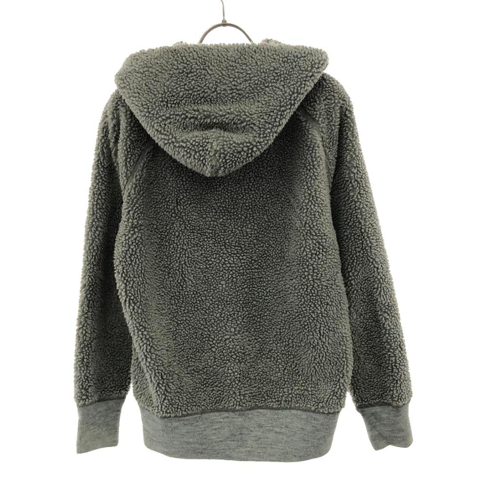 ジムフレックス ロゴ刺繍 フード付き ボア フリースジャケット M グレー GYMPHLEX レディース