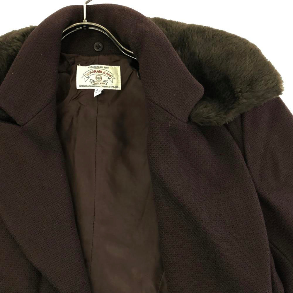 ARMANI JEANS アルマーニジーンズ 90s イタリア製 オールド ウールコート 6 ブラウン レディース