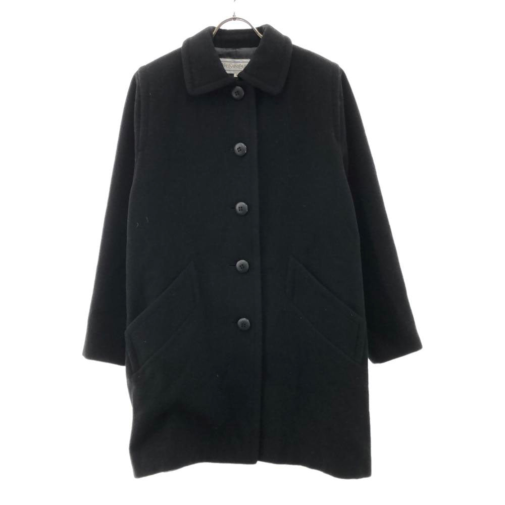 YVES SAINT LAURENT イヴサンローラン 90s ウール オールド ステンカラーコート S ブラック レディース