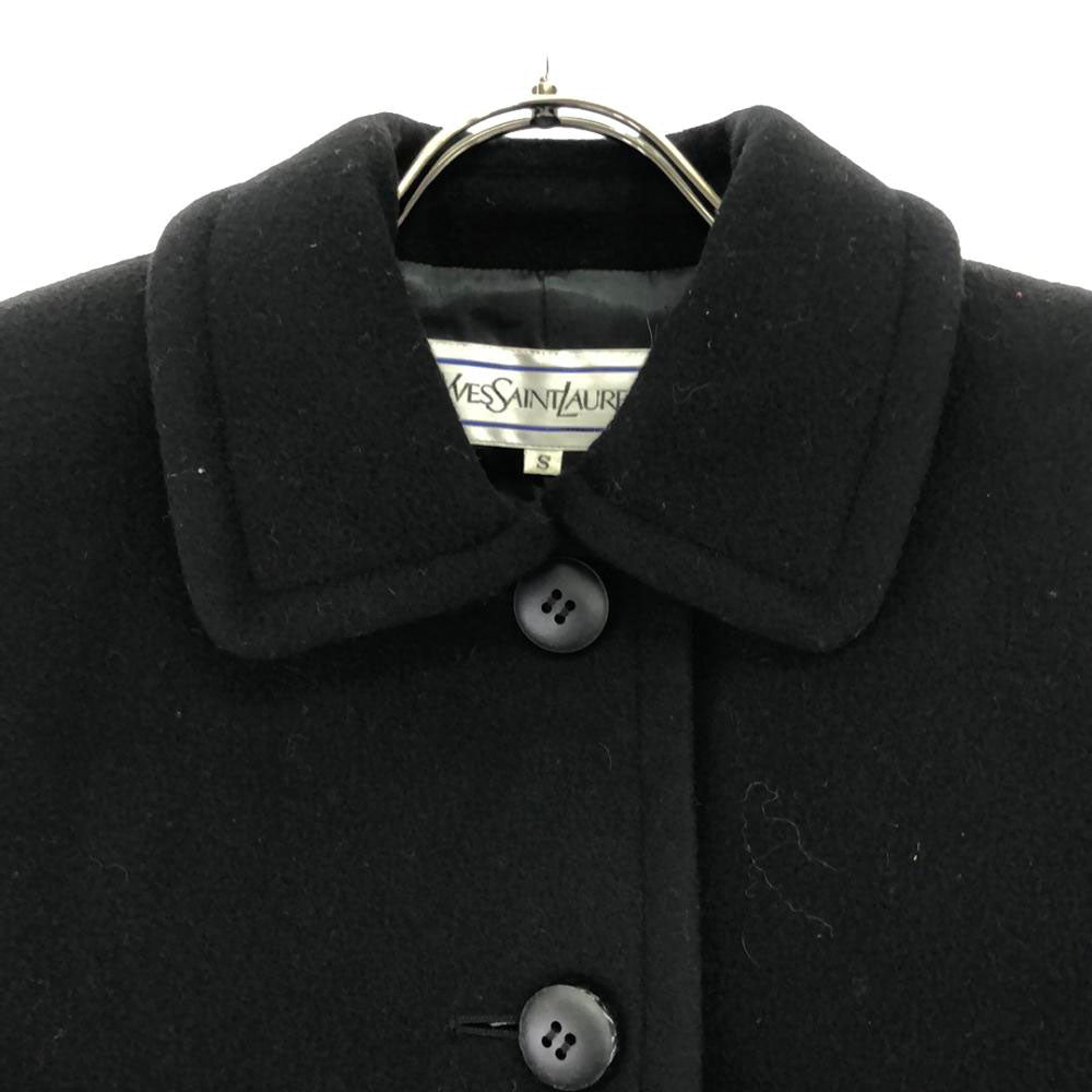 YVES SAINT LAURENT イヴサンローラン 90s ウール オールド ステンカラーコート S ブラック レディース