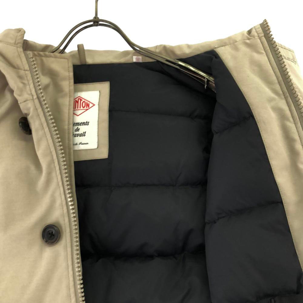 Danton ダントン ロゴワッペン フード付き ダウンジャケット 34 ベージュ レディース