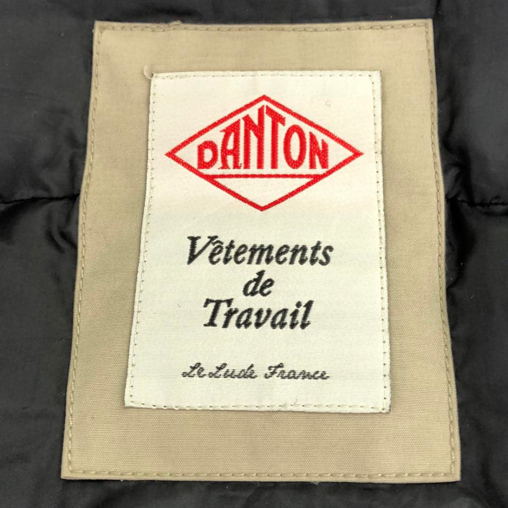 Danton ダントン ロゴワッペン フード付き ダウンジャケット 34 ベージュ レディース