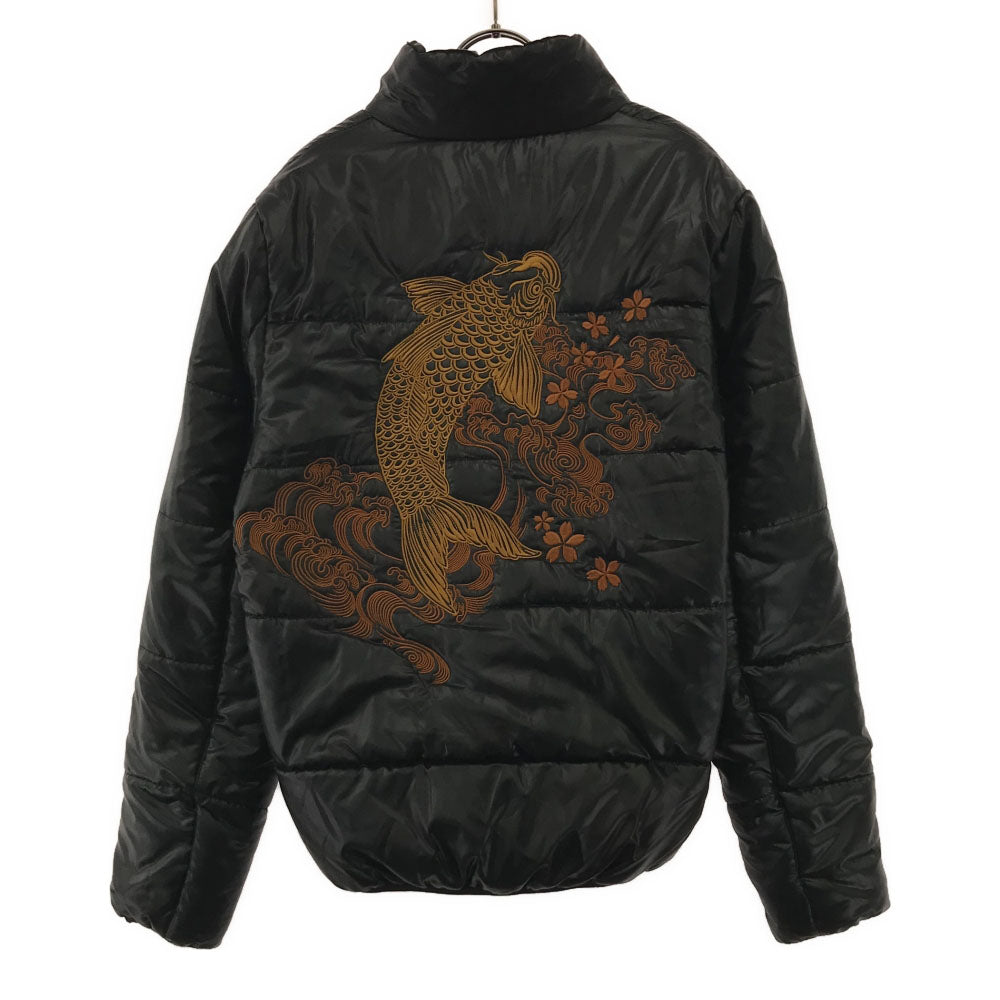 KARAKURI TAMASHII 絡繰魂 和柄刺繍 中綿ジャケット M ブラック KARAKURITAMASHII メンズ