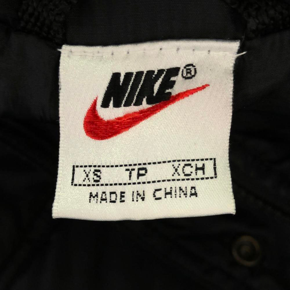 NIKE ナイキ 90s 00s オールド 白タグ ロゴ刺繍 ダウンジャケット XS ブラック キッズ