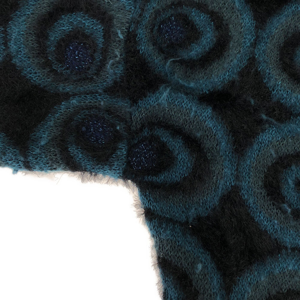 Desigual デシグアル 総柄 長袖 ニットカーディガン M ブラック×グリーン レディース