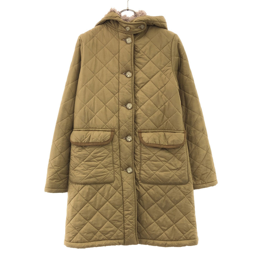 MACKINTOSH SCOTLAND マッキントッシュスコットランド フード付き キルティングコート 36 ベージュ 裏ボア レディース